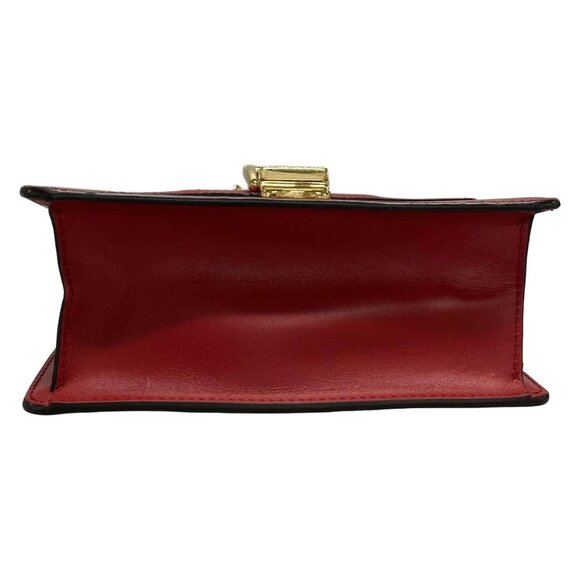 Authentic GUCCI Sylvie Mini Red Navy Leather Shoulder Bag br492-120725 - Picture 8 of 16